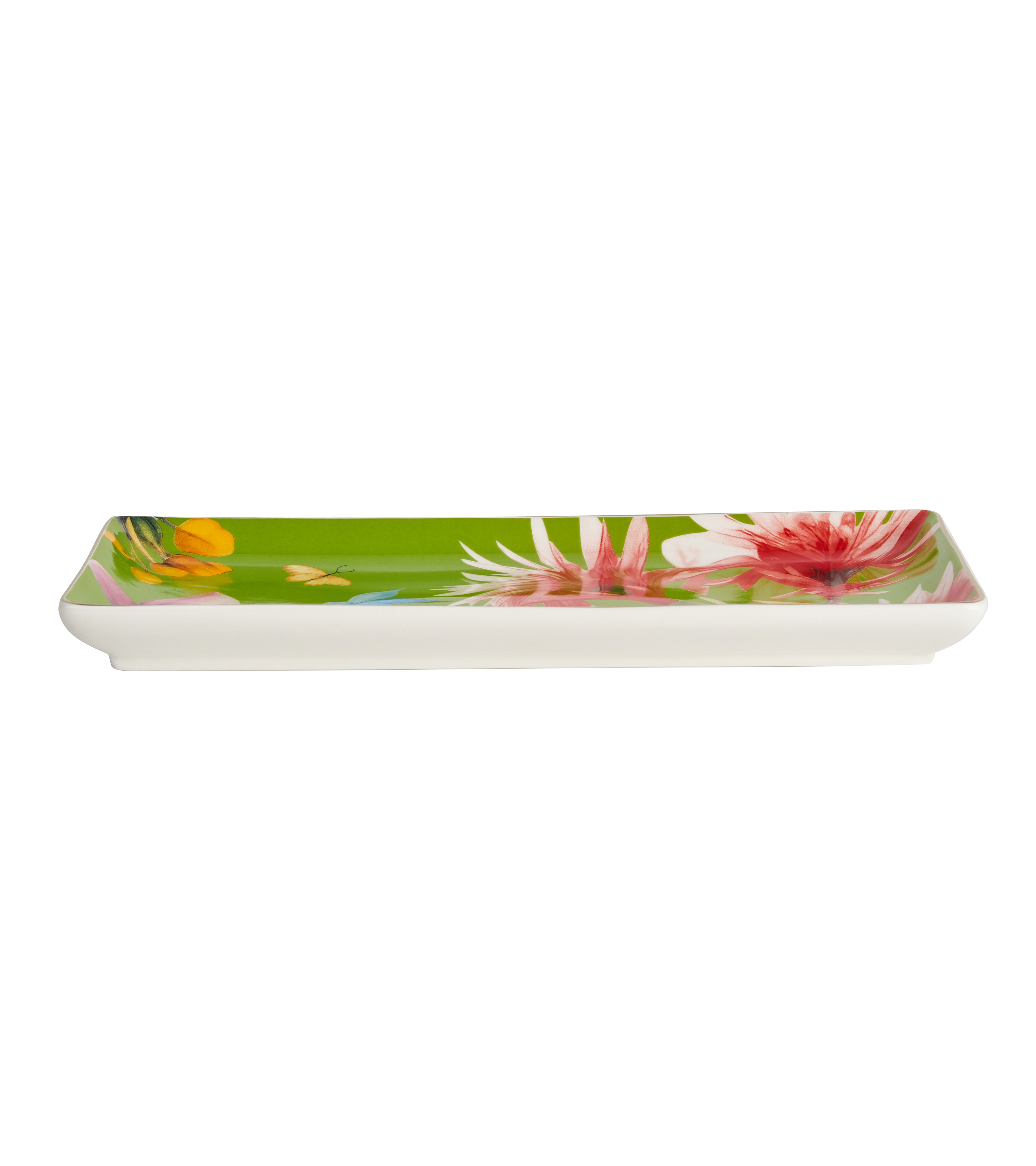Symphony Garden Serving Platter Medium Green With Gold Rim
