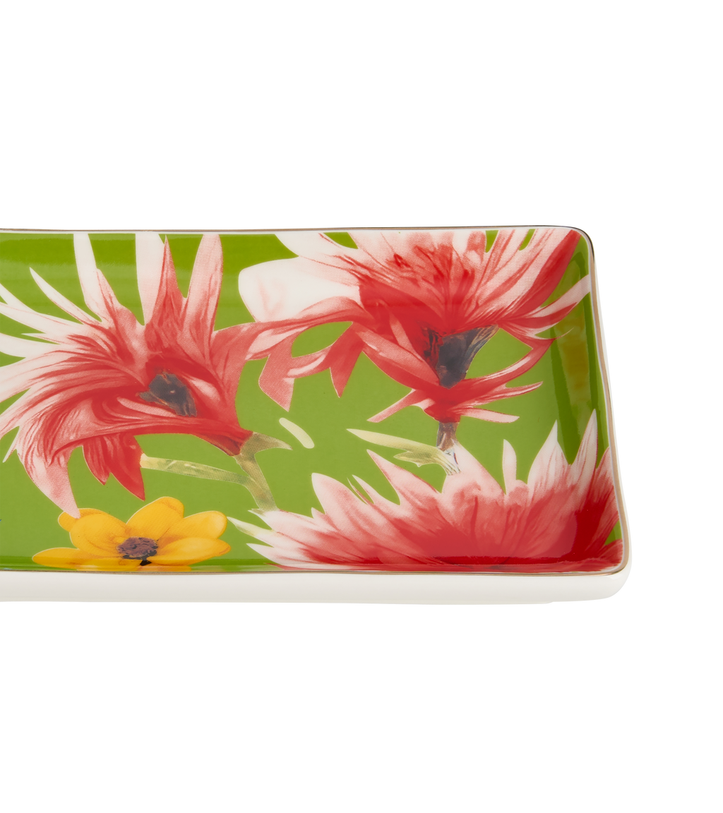 Symphony Garden Serving Platter Medium Green With Gold Rim