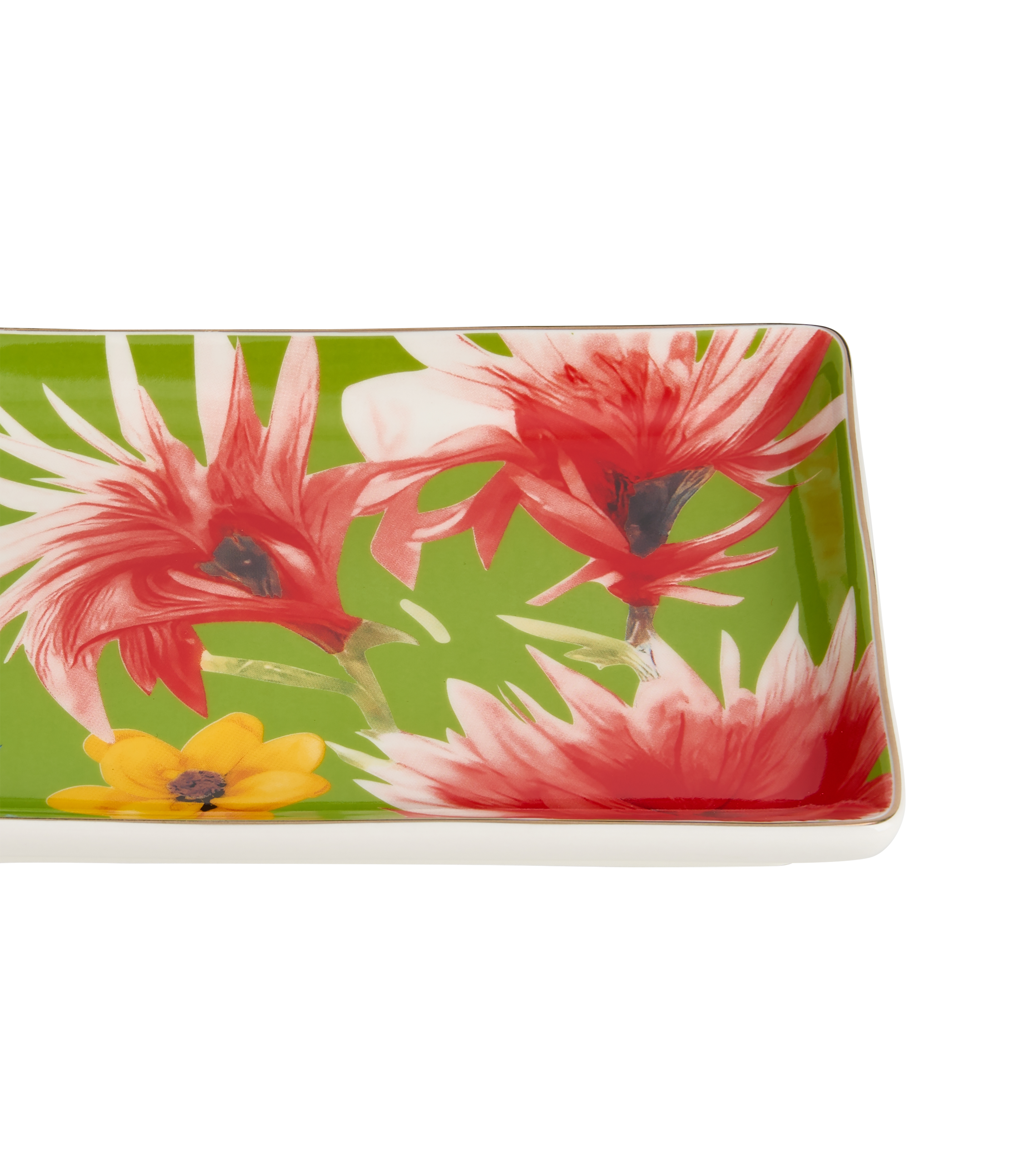 Symphony Garden Serving Platter Medium Green With Gold Rim