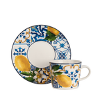 Dolce Vita Coffee Cup & Saucer Red Flower - Gift Box with Set of 2