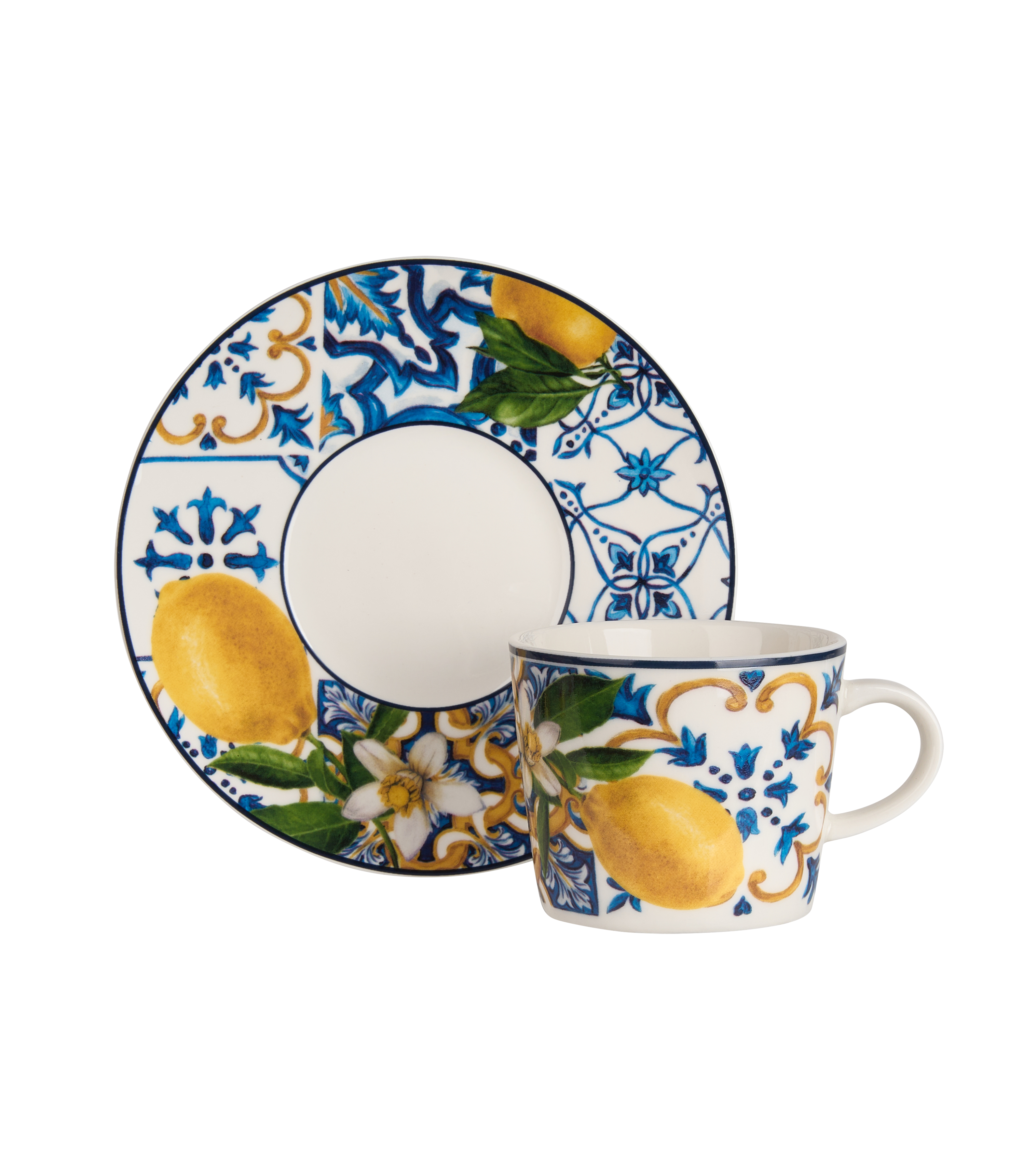 Dolce Vita Coffee Cup & Saucer Red Flower - Gift Box with Set of 2