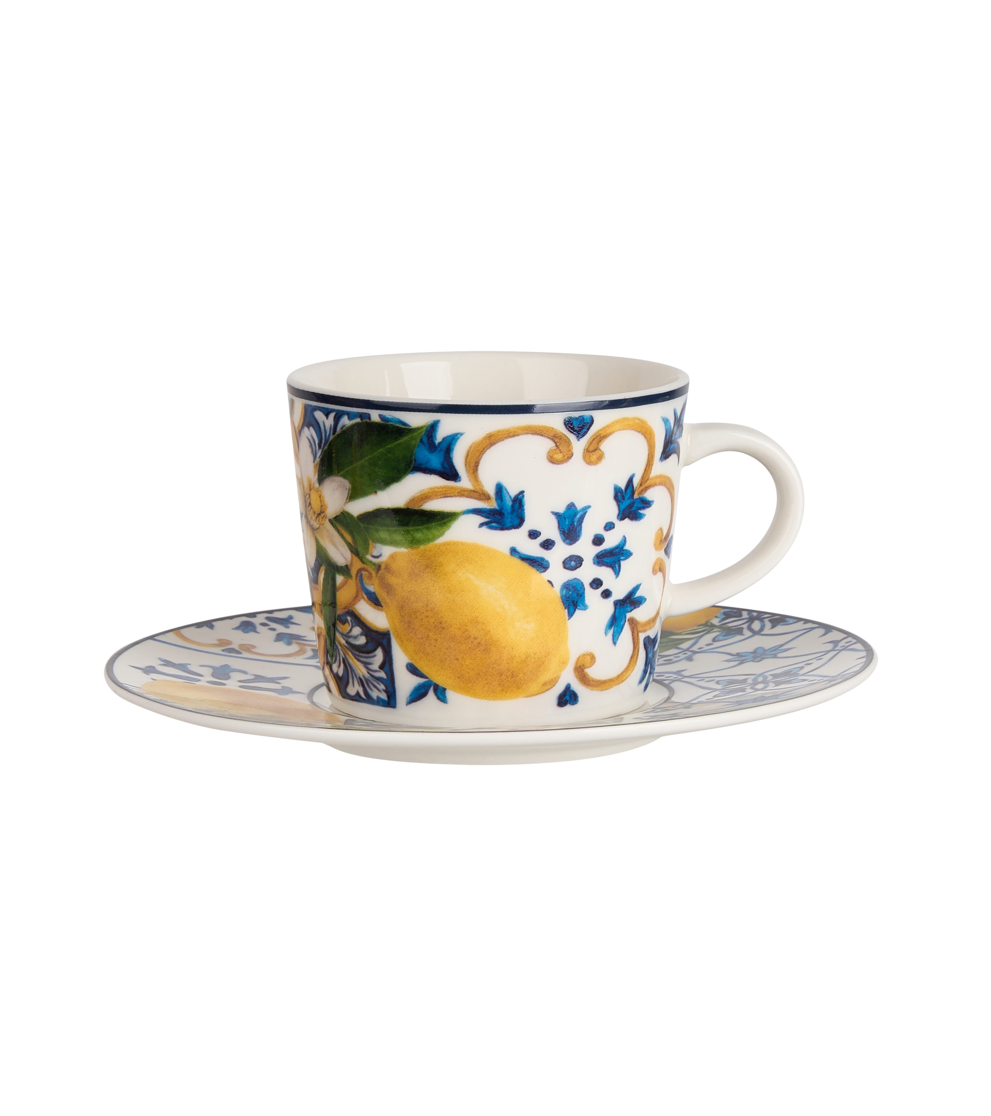 Dolce Vita Coffee Cup & Saucer Red Flower - Gift Box with Set of 2