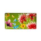 Symphony Garden Serving Platter Medium Green With Gold Rim