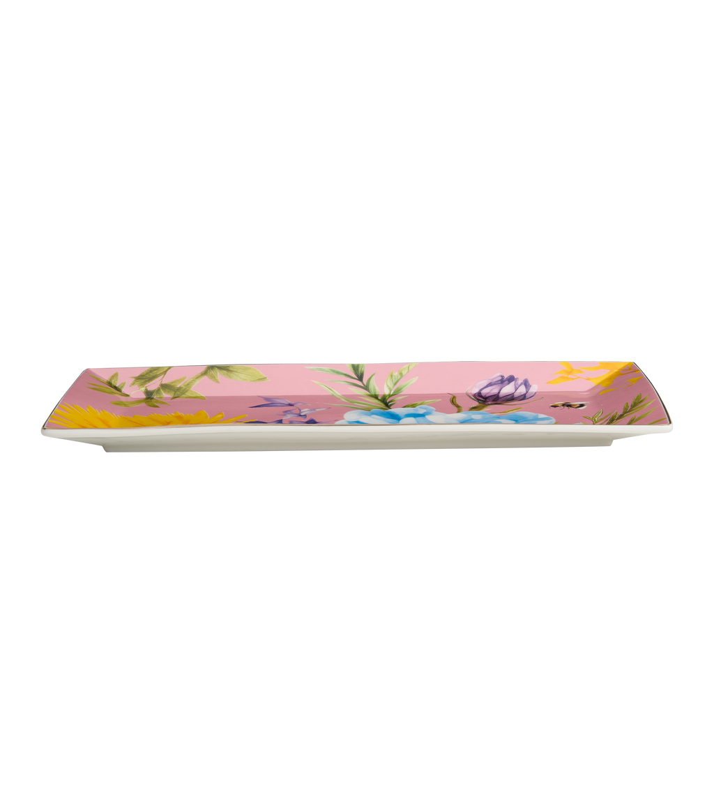 Symphony Garden Serving Platter Pink With Gold Rim