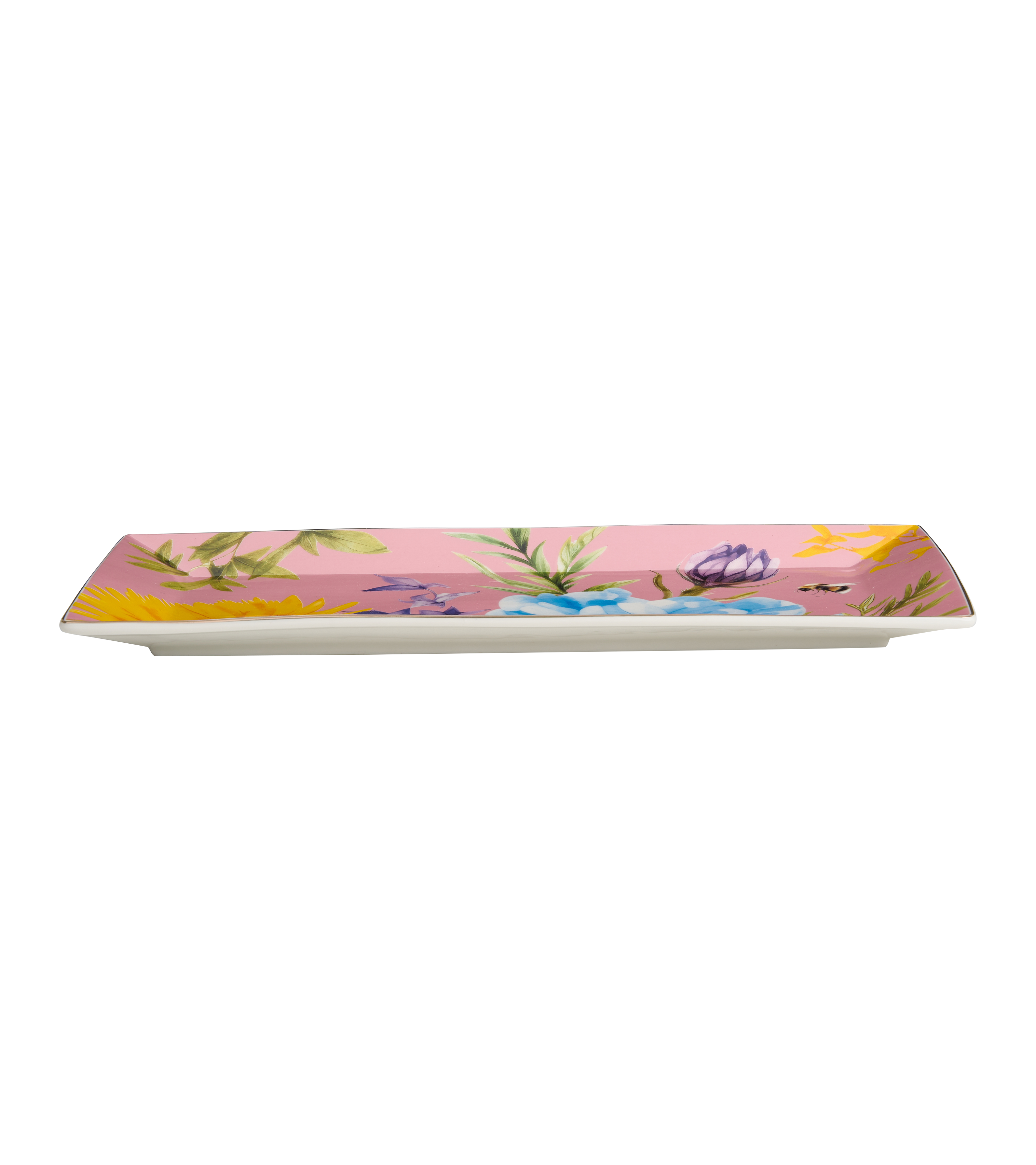 Symphony Garden Serving Platter Pink With Gold Rim