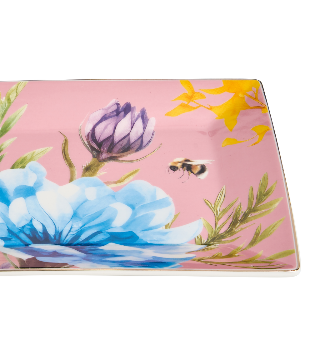 Symphony Garden Serving Platter Pink With Gold Rim
