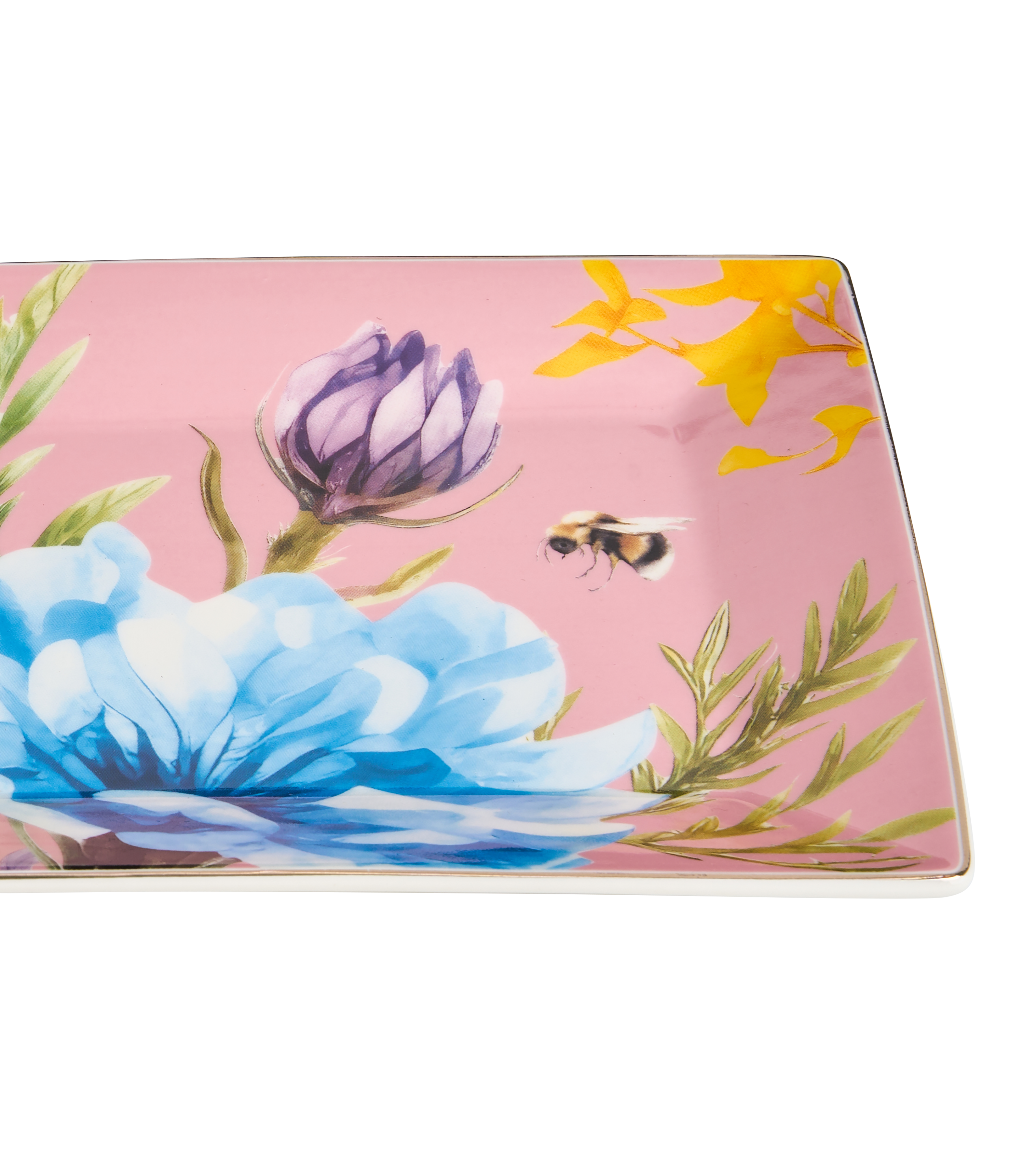 Symphony Garden Serving Platter Pink With Gold Rim