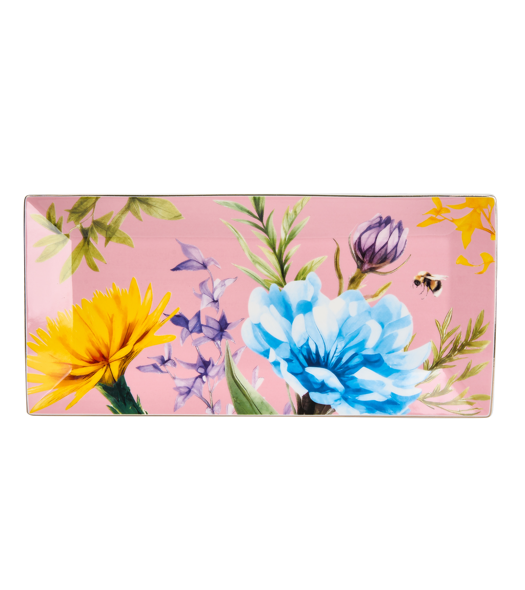Symphony Garden Serving Platter Pink With Gold Rim
