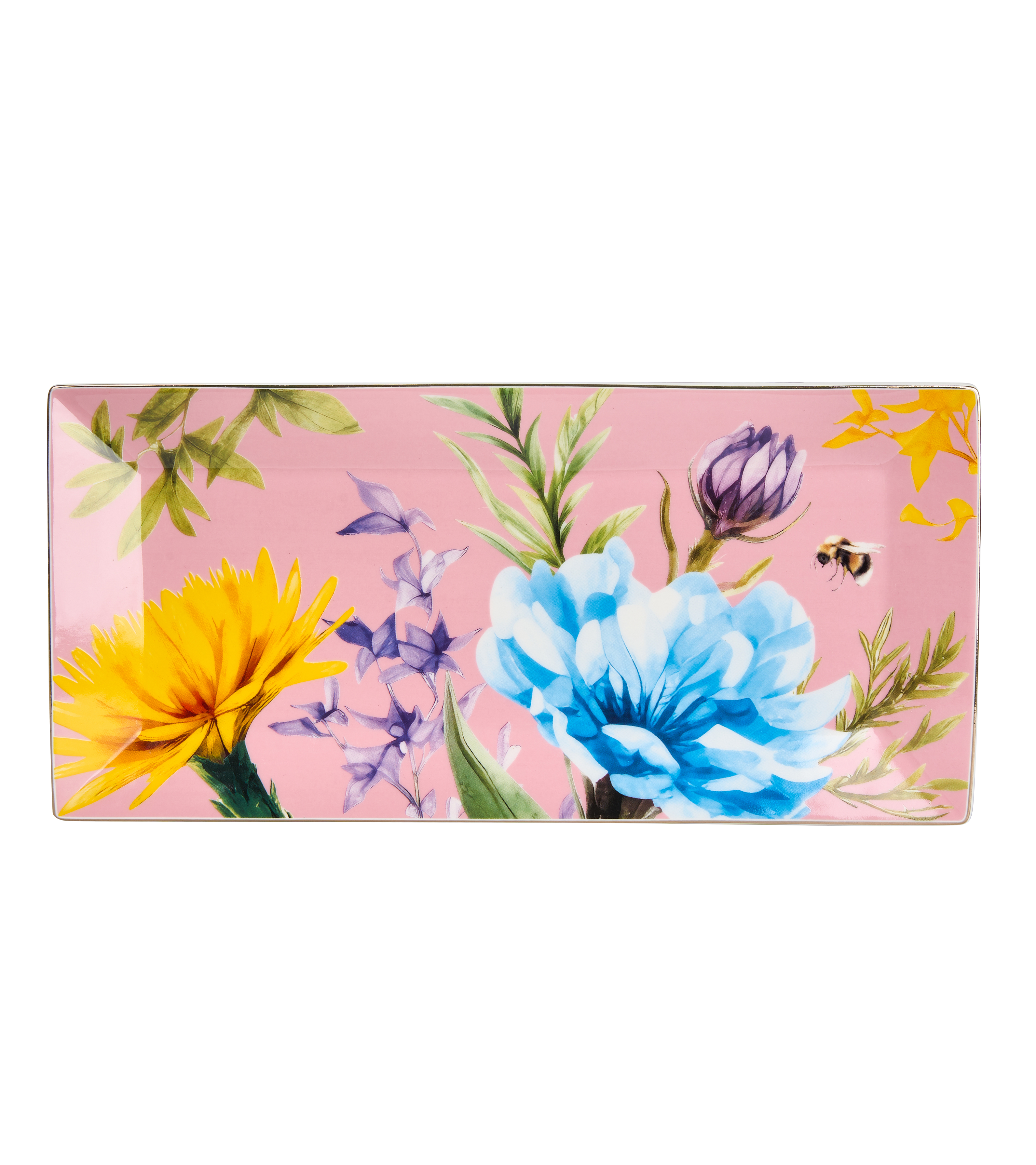 Symphony Garden Serving Platter Pink With Gold Rim