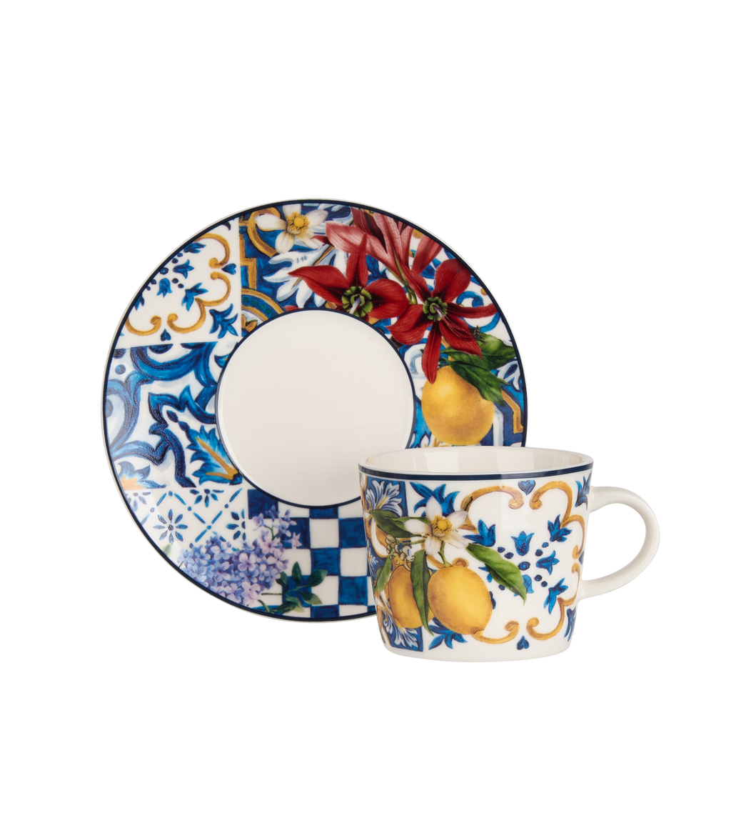 Dolce Vita Coffee Cup & Saucer Orange - Gift Box with Set of 2