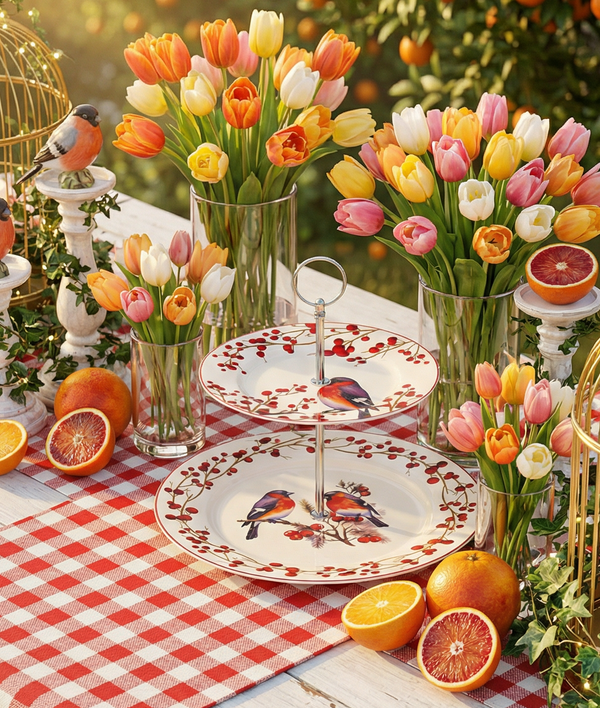 Songs Of Bird Season 2 Tier Cake Stand With Silver Rack