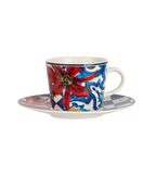 Dolce Vita Coffee Cup & Saucer Red Flower - Gift Box with Set of 2