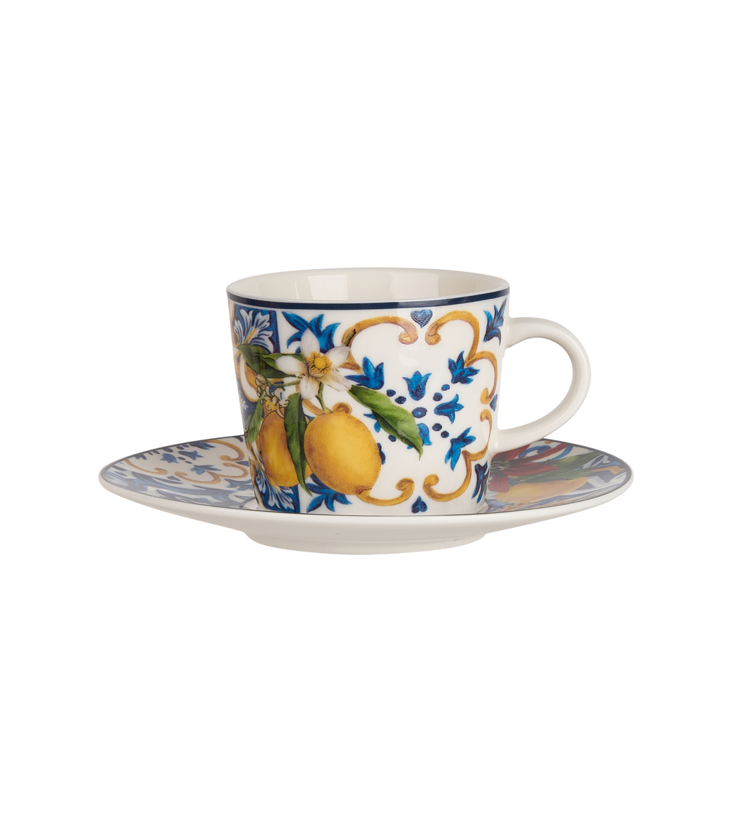 Dolce Vita Coffee Cup & Saucer Orange - Gift Box with Set of 2