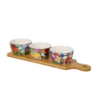 Dolce Vita Appetizer Serving Set – 3 Bowls with Wooden Stand