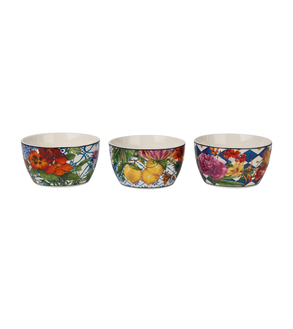 Dolce Vita Appetizer Serving Set – 3 Bowls with Wooden Stand