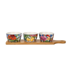 Dolce Vita Appetizer Serving Set – 3 Bowls with Wooden Stand