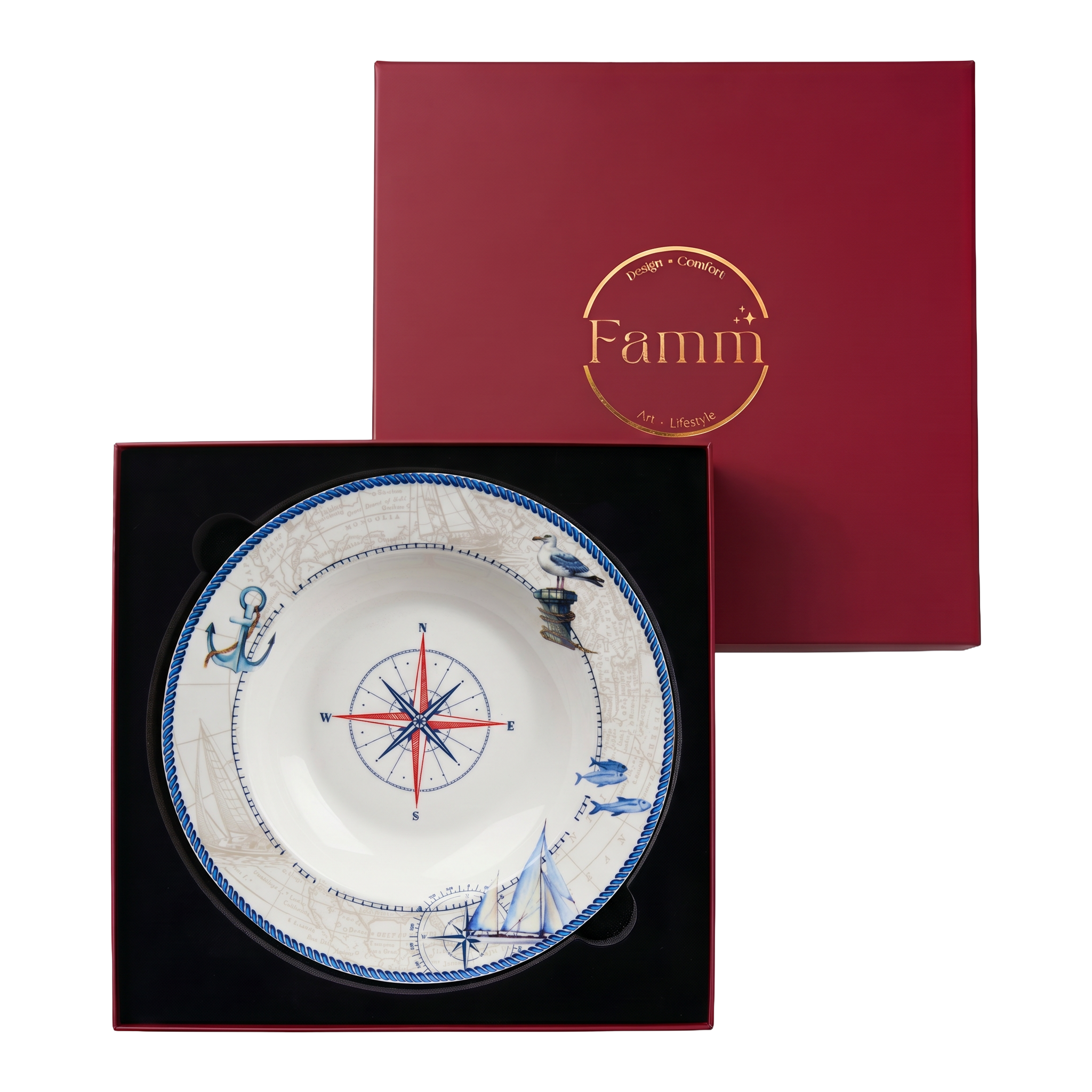 Blue Regatta Soup/Pasta Plate - Set of 6