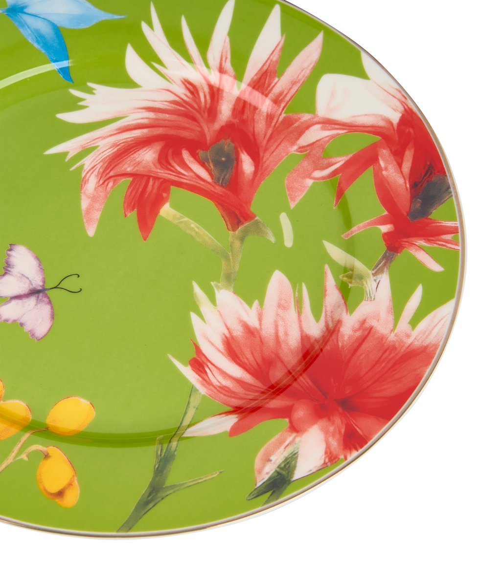 Symphony Garden Dessert Plate With Gold Rim - Set of 6