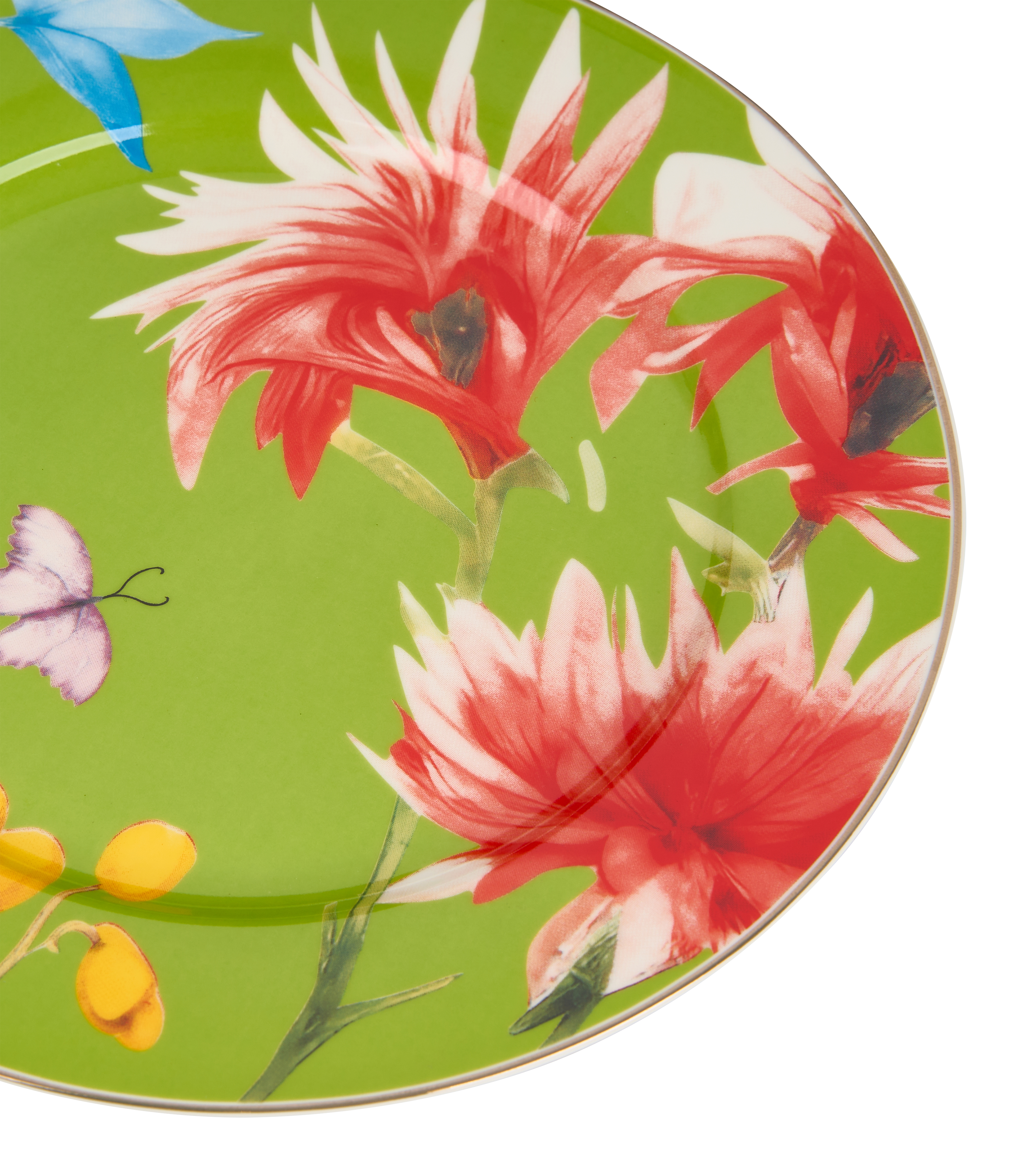 Symphony Garden Dessert Plate With Gold Rim - Set of 6