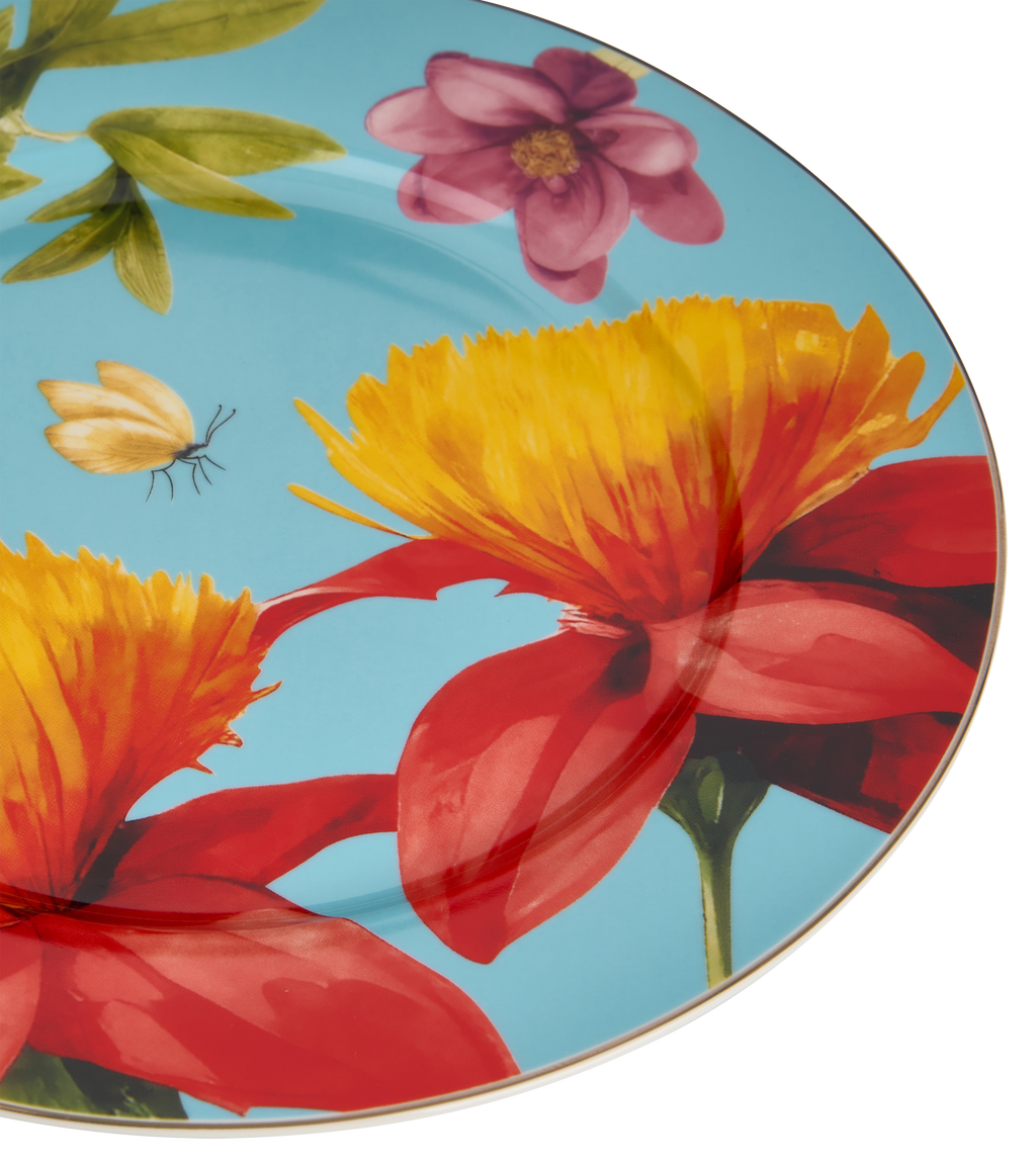 Symphony Garden Dinner Plate With Gold Rim - Set of 6