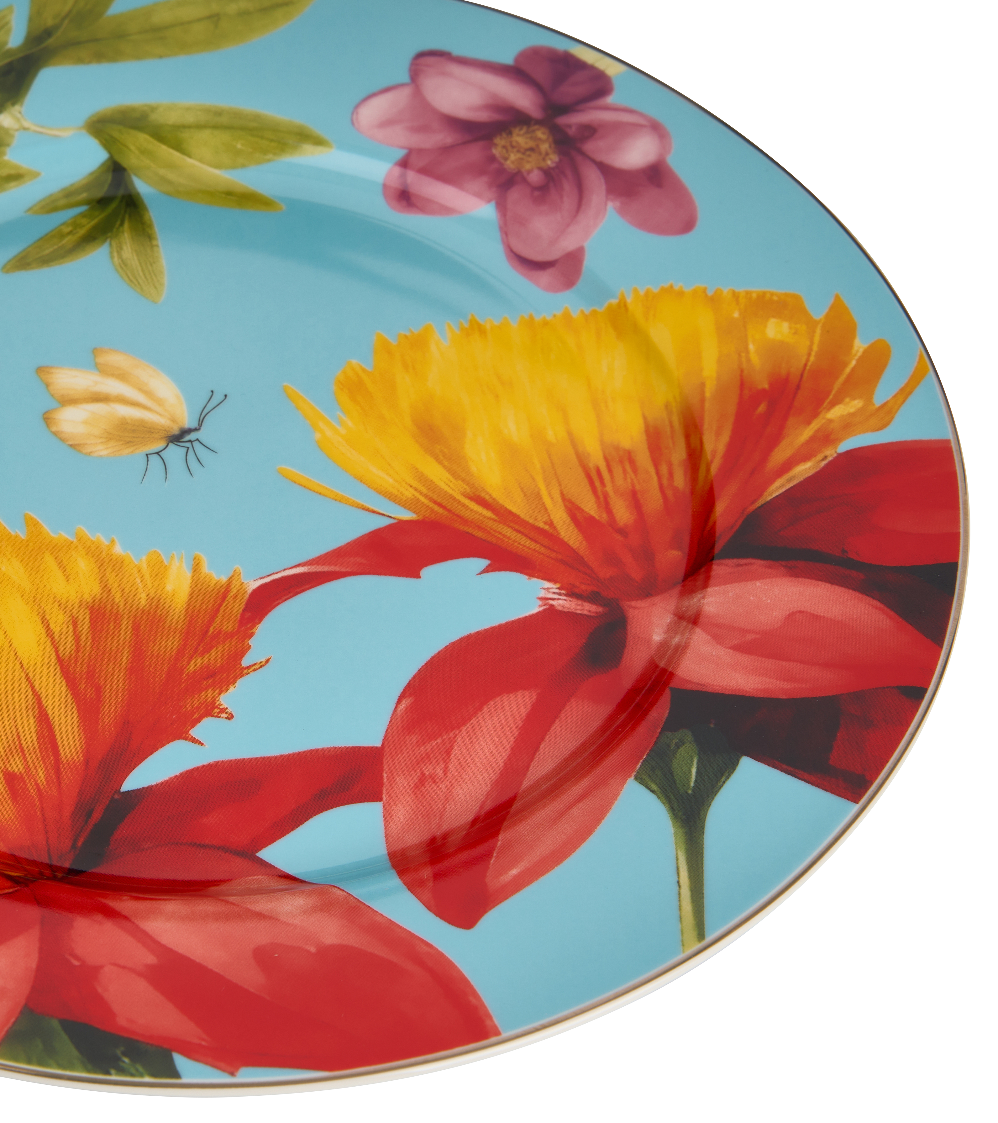 Symphony Garden Dinner Plate With Gold Rim - Set of 6