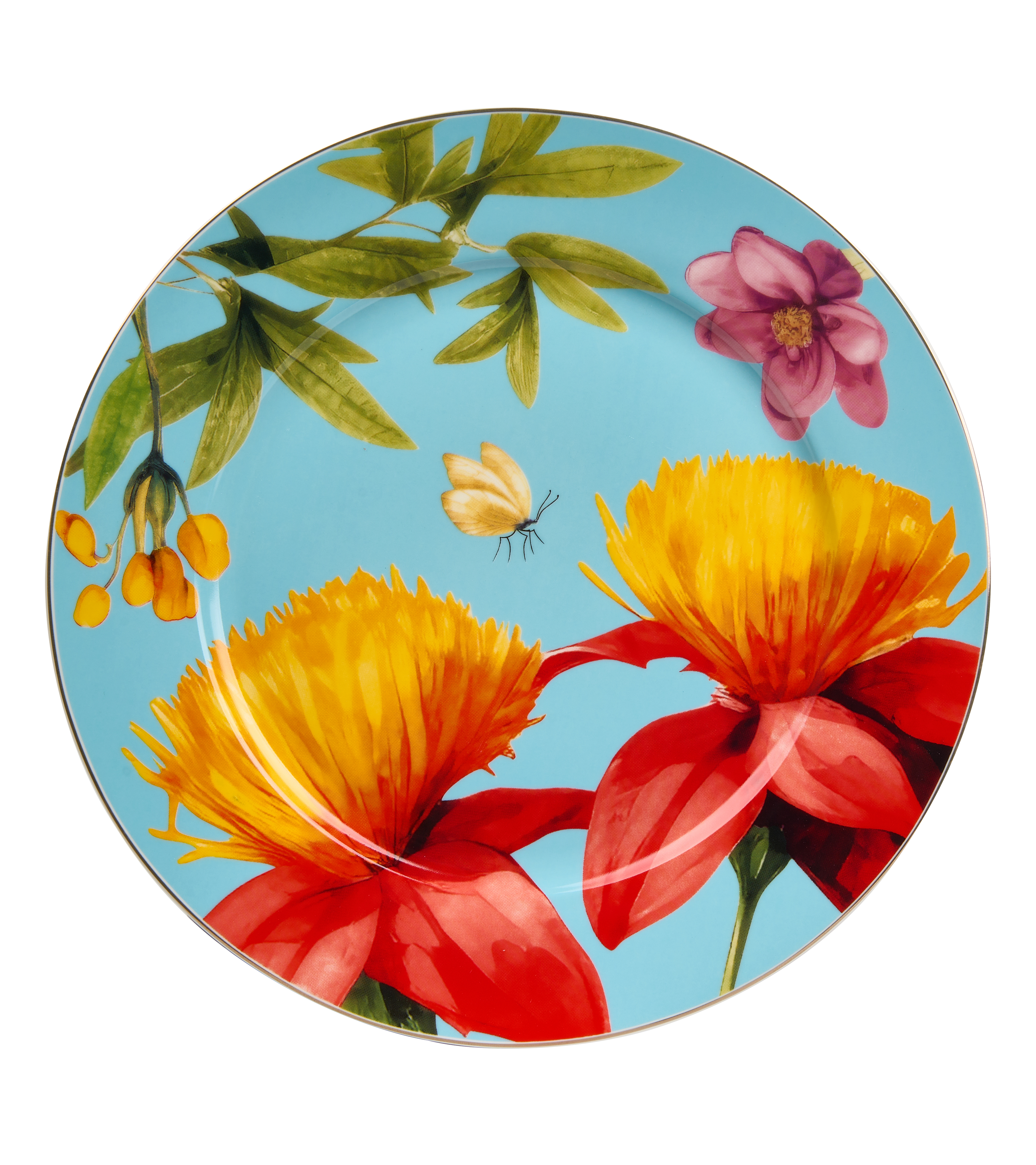 Symphony Garden Dinner Plate With Gold Rim - Set of 6