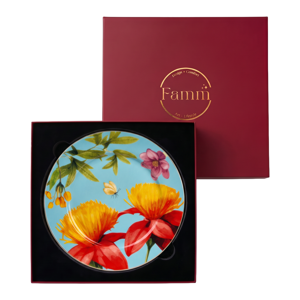 Symphony Garden Dinner Plate With Gold Rim - Set of 6