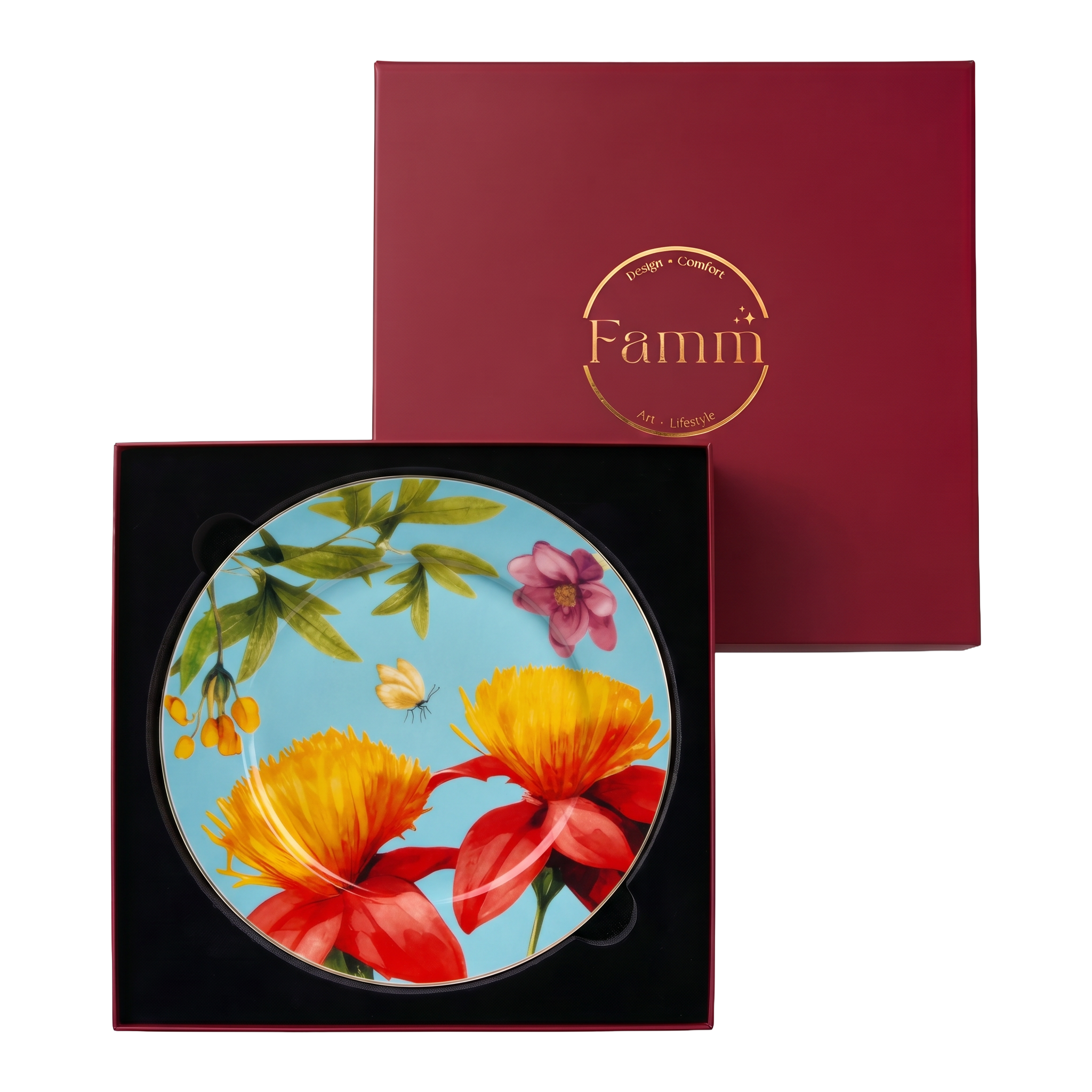 Symphony Garden Dinner Plate With Gold Rim - Set of 6