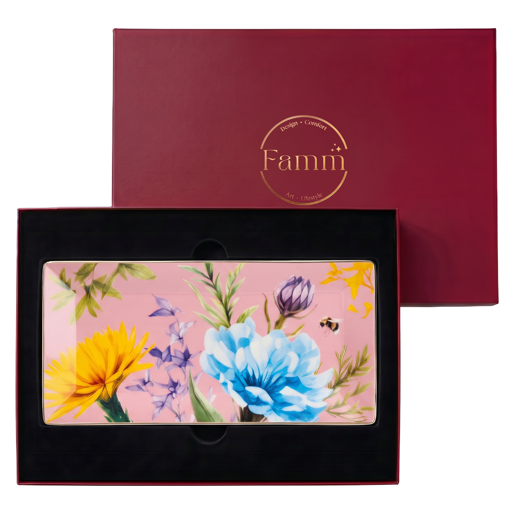 Symphony Garden Serving Platter Pink With Gold Rim