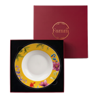 Symphony Garden Soup/Pasta Plate With Gold Rim  - Set of 6
