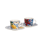 Dolce Vita Coffee Cup & Saucer Red Flower - Gift Box with Set of 2