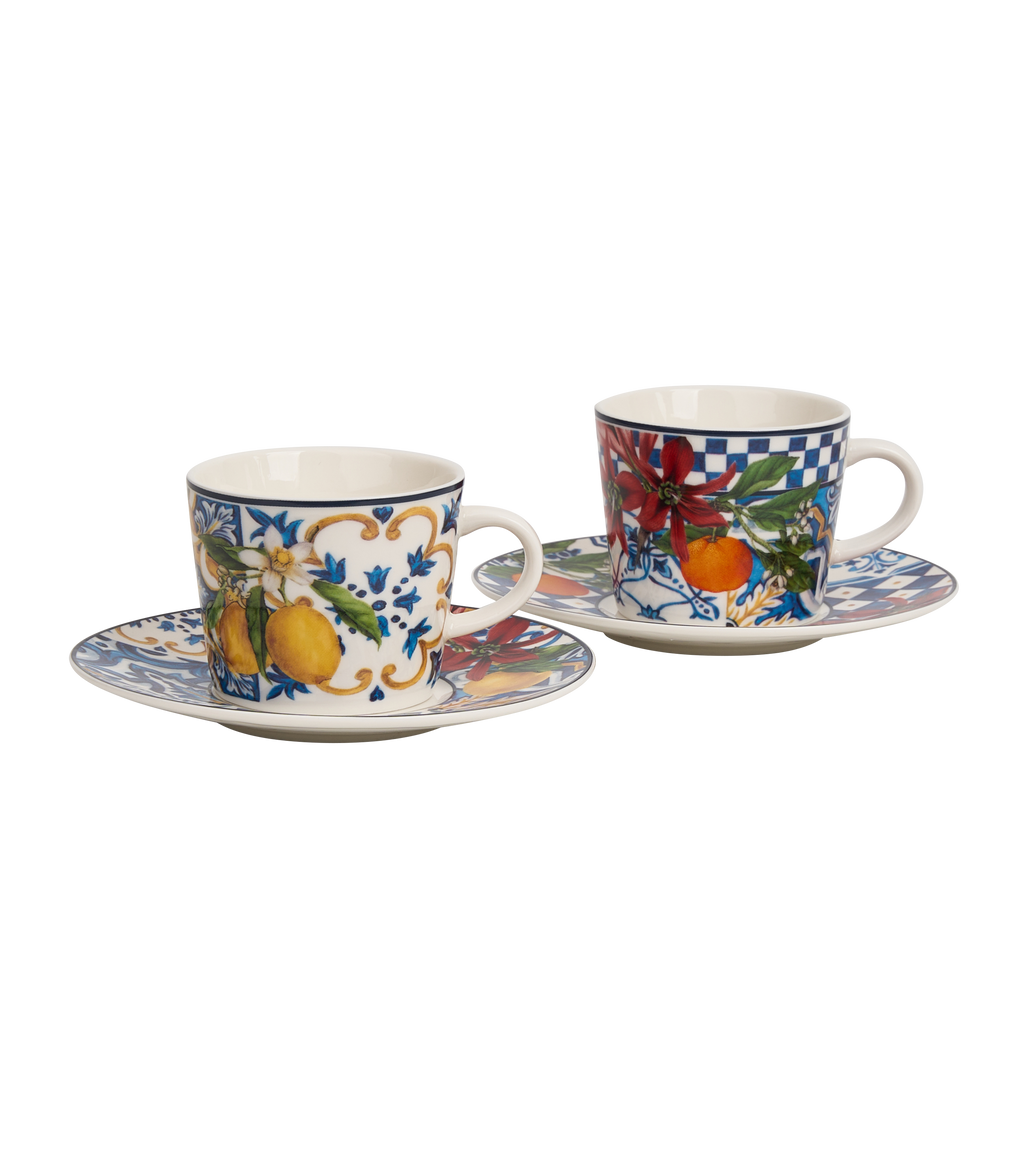 Dolce Vita Coffee Cup & Saucer Orange - Gift Box with Set of 2