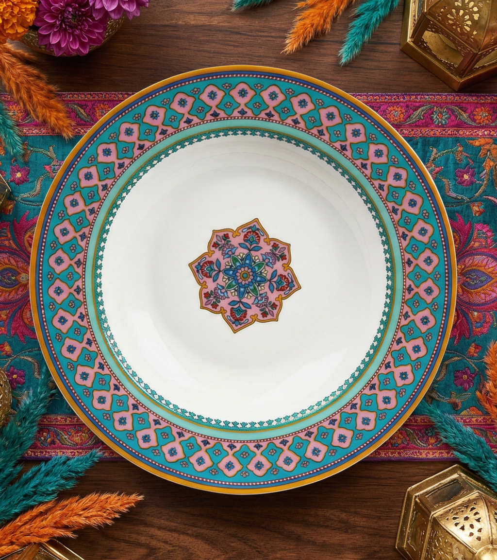 Blush and Bloom Winter Soup/Pasta Plate - Set of 6