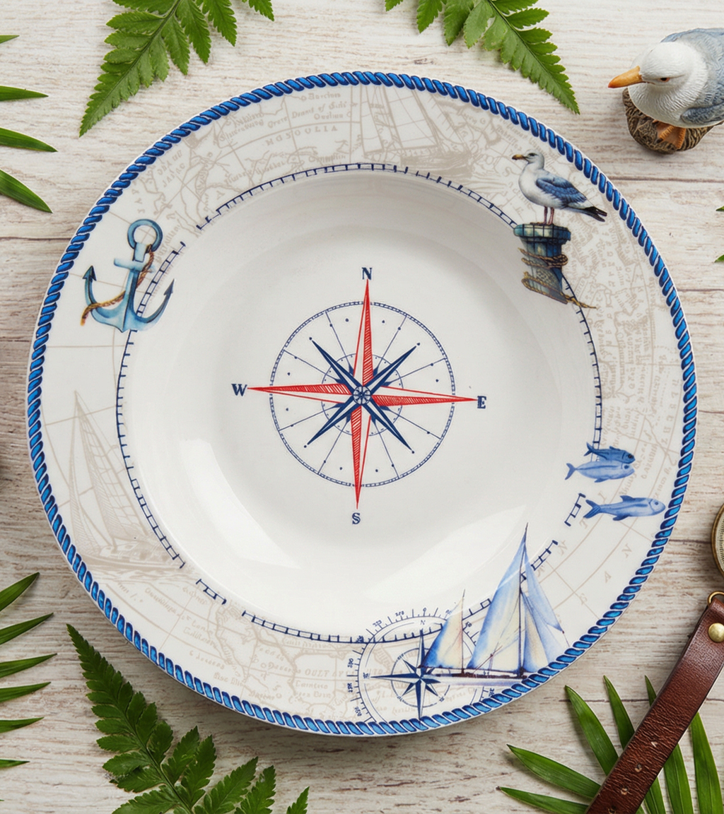 Blue Regatta Soup/Pasta Plate - Set of 6