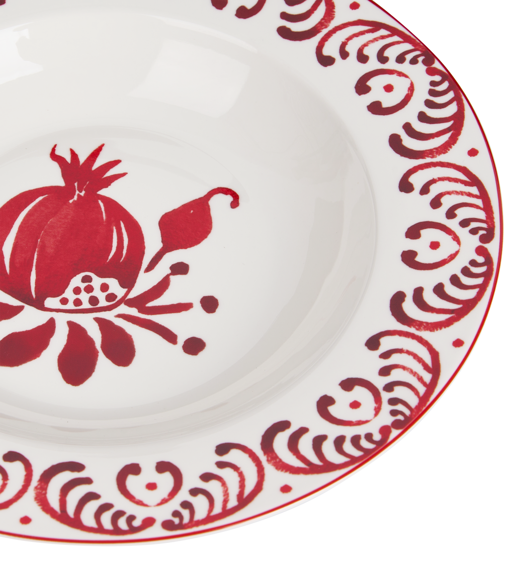 Pomegranate Winter Soup/Pasta Plate - Set of 6
