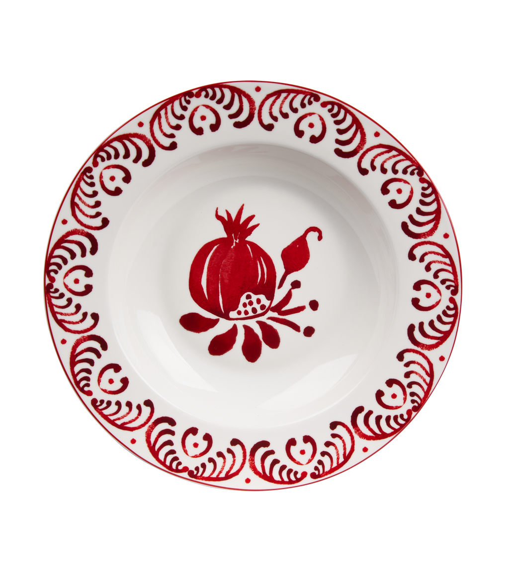 Pomegranate Winter Soup/Pasta Plate - Set of 6