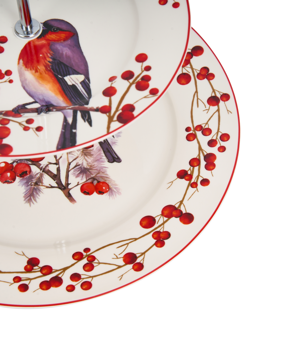 Songs Of Bird Season 2 Tier Cake Stand With Silver Rack