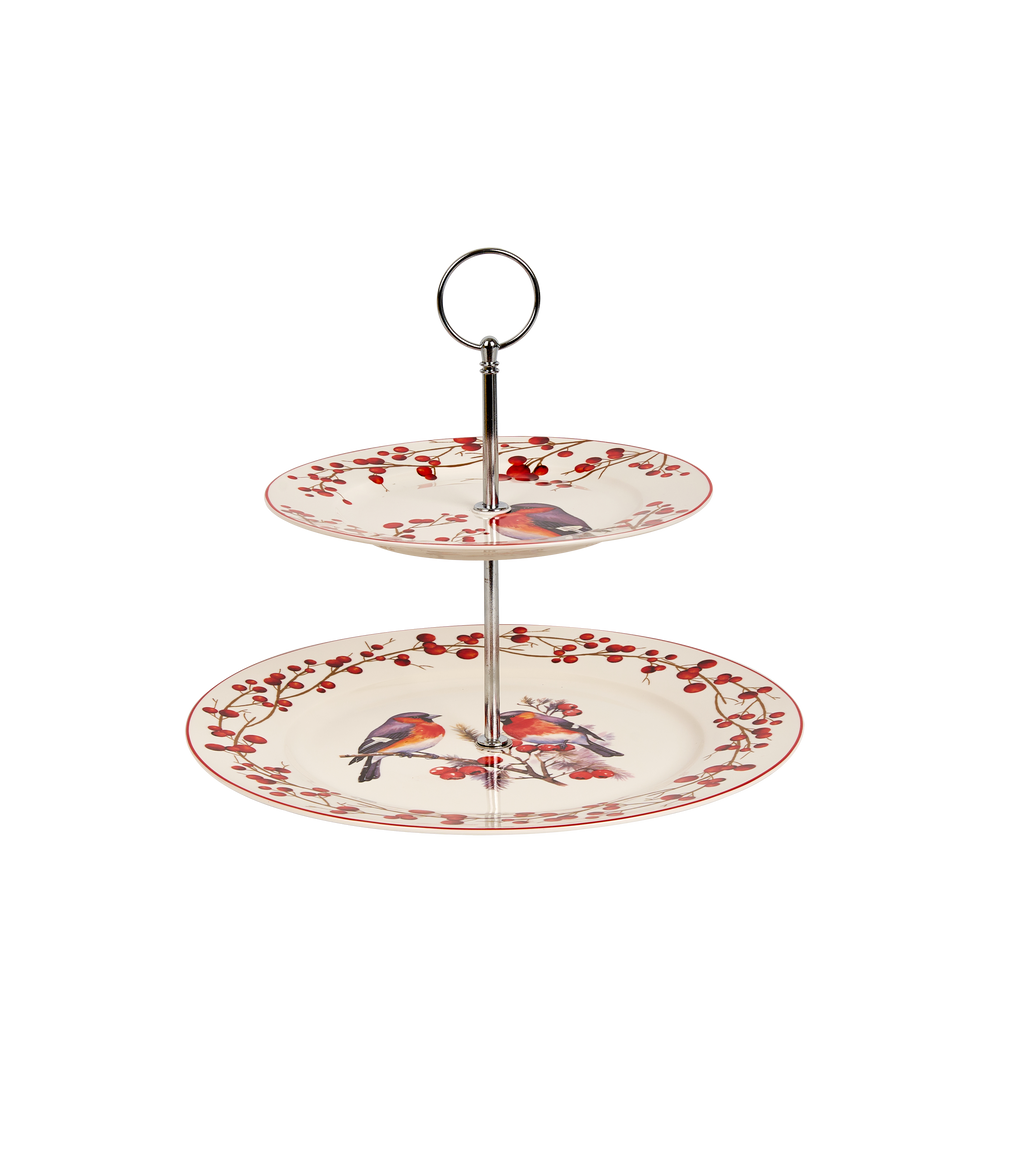 Songs Of Bird Season 2 Tier Cake Stand With Silver Rack