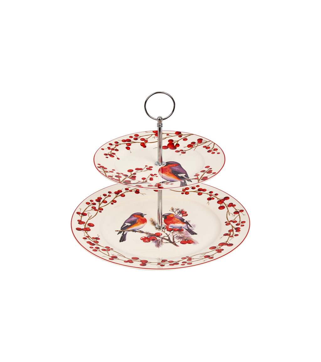 Songs Of Bird Season 2 Tier Cake Stand With Silver Rack