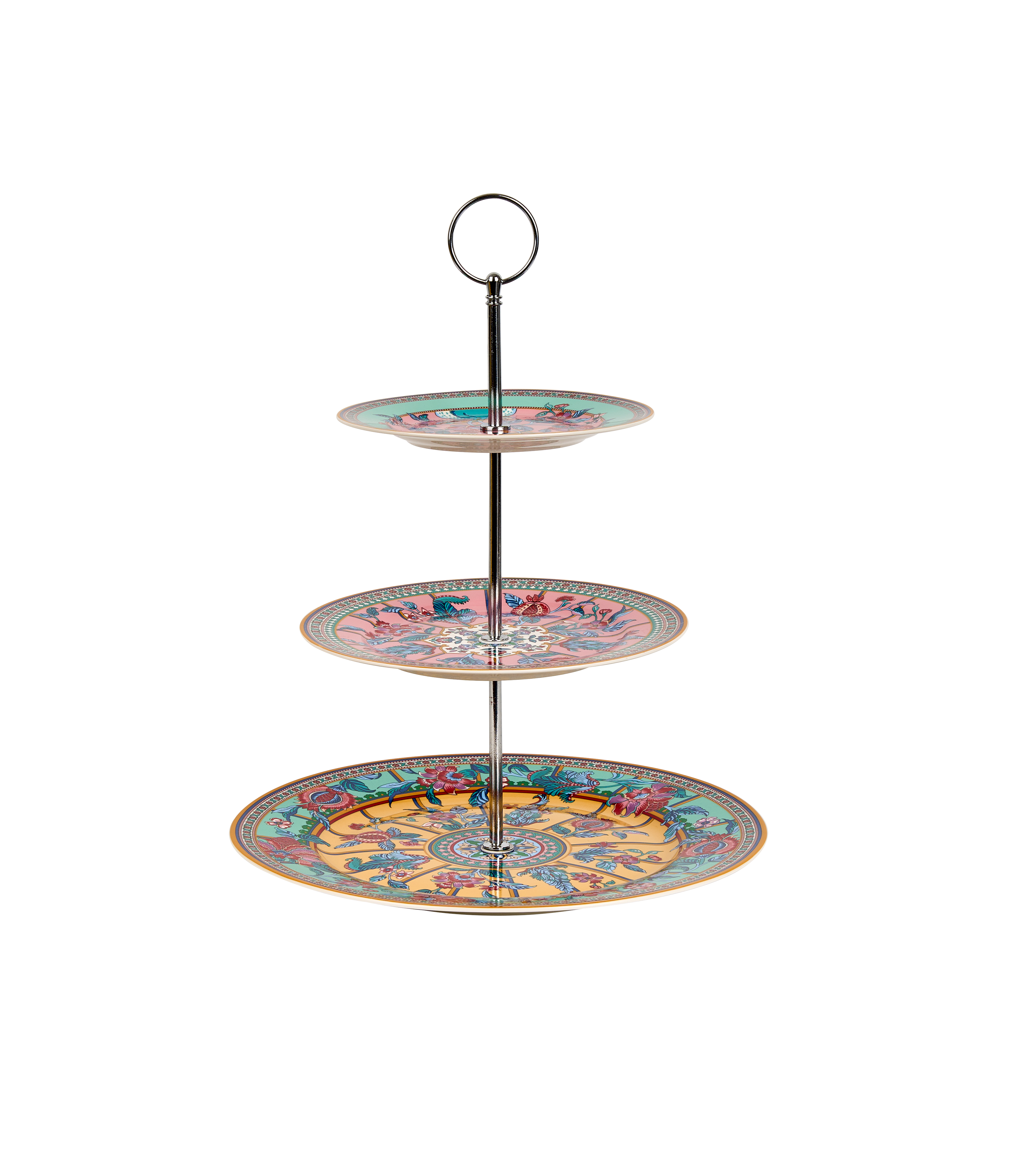 Blush and Bloom Three Tier Cake Stand With Silver Rack