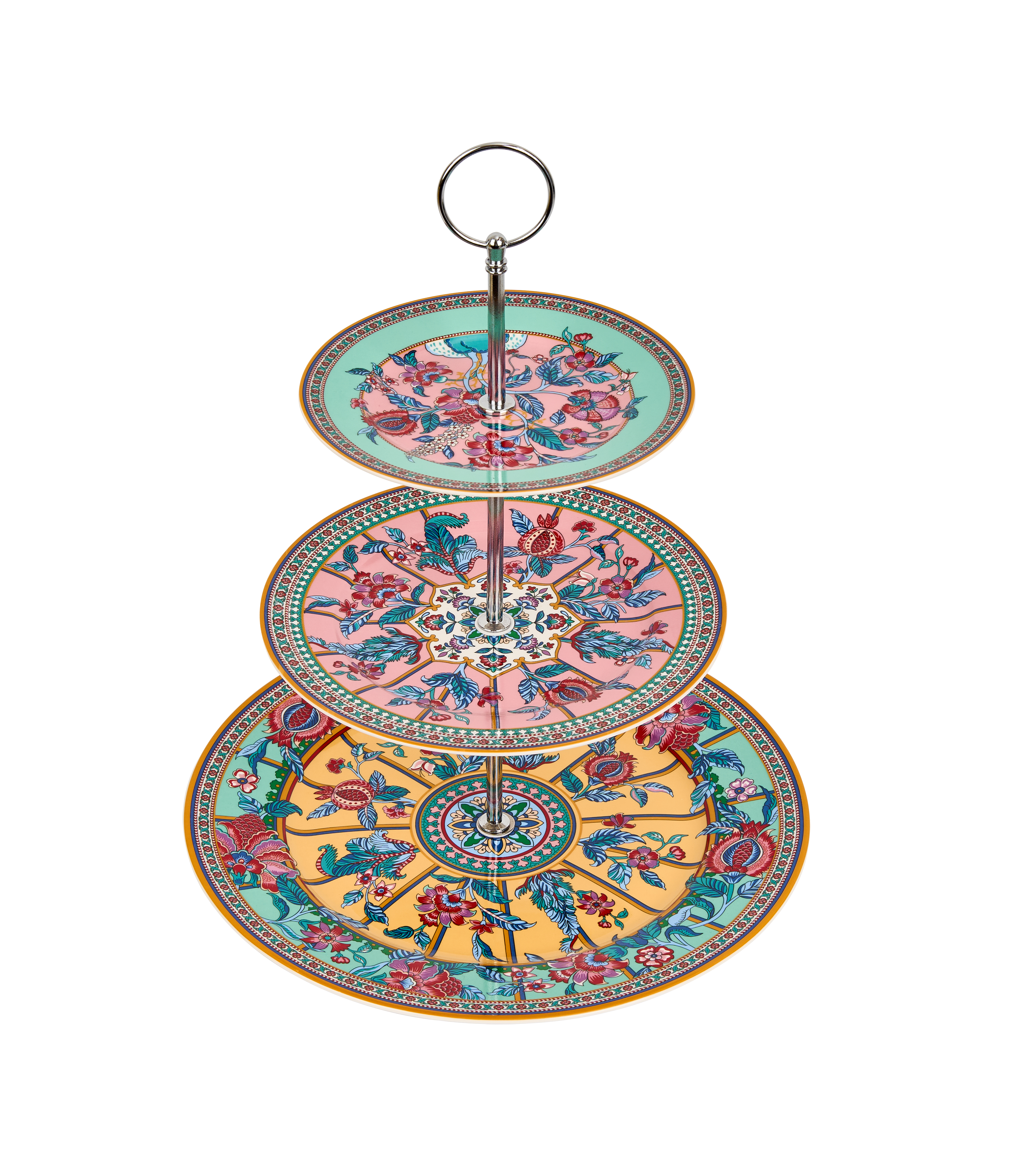 Blush and Bloom Three Tier Cake Stand With Silver Rack