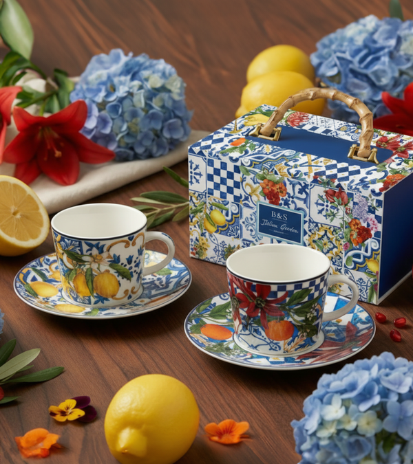 Dolce Vita Coffee Cup & Saucer Orange - Gift Box with Set of 2